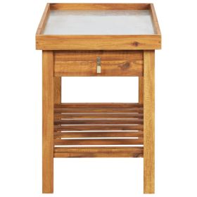 vidaXL Garden Work Bench with Zinc Top Solid Acacia Wood