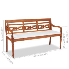 vidaXL Batavia Bench with Cushions 59.1" Teak