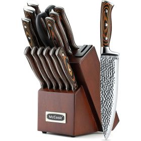 McCook MC17 Knife Set 15-Piece Stainless Steel Knife Block Set with Built-in Sharpener