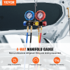 VEVOR 4 Way AC Gauge - AC Manifold Gauge Set for R134A R22 R12 R410A Refrigerant, Freon Gauges with 5ft Hoses, Couplers, Can Tap Works on Car Auto Fre