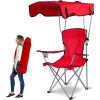 Camp Chairs, Foldable Beach Canopy Chair, Heavy Duty Sun Protection Camping Lawn Canopy Chair with Cup Holder for Outdoor Beach Camp Park Patio-Red