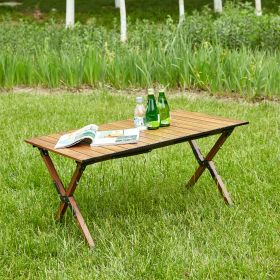 1-piece Folding Outdoor Table,Lightweight Aluminum Roll-up Rectangular Table for indoor, Outdoor Camping, Picnics,Beach,Backyard, BBQ, Party, Patio, B