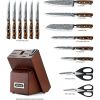 McCook MC17 Knife Set 15-Piece Stainless Steel Knife Block Set with Built-in Sharpener