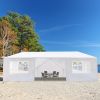 10'x30' Outdoor Party Tent with 8 Removable Sidewalls, Waterproof Canopy Patio Wedding Gazebo, White