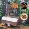 Stainless Steel Pizza Oven Outdoor 12" Automatic Rotatable Pizza Ovens,Portable Wood Fired Pizza Oven Pizza Maker with Timer, Built-in Thermometer,Piz