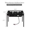 Outdoor Camp Stove High Pressure Propane Gas Cooker Portable Cast Iron Patio Cooking Burner (Three Burner 225000-BTU)