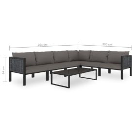 vidaXL 7 pcs conjunto lounge de jardim c/ almofadÃµes vime PE antracite