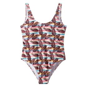 One Piece,Adult Women,Sexy Halter One Piece Swimsuit,Summer Vacation,Swimming,Spa,Surfing,Bath,Pool (Option: Leaves-S)