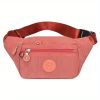 Simple Waist Bag; Letter Patch Decor Crossbody Bag; Casual Nylon Phone Bag For Outdoor Travel Sports