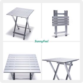 SUNNYFEEL Folding Camping Table - Lightweight Aluminum Portable Picnic Table, 18.5x18.5x24.5 Inch for Cooking, Beach, Hiking, Travel, Fishing, BBQ, In (Color: Silver)