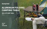 SUNNYFEEL Outdoor Folding Table | Lightweight Compact Aluminum Camping Table, Roll Up Top 4 People Portable Camp Square Tables with Carry Bag for Picn