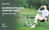 SUNNYFEEL Folding Camping Table - Lightweight Aluminum Portable Picnic Table, 18.5x18.5x24.5 Inch for Cooking, Beach, Hiking, Travel, Fishing, BBQ, In