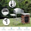 Foldable Outdoor BBQ Portable Grilling Table with Windscreen Bag